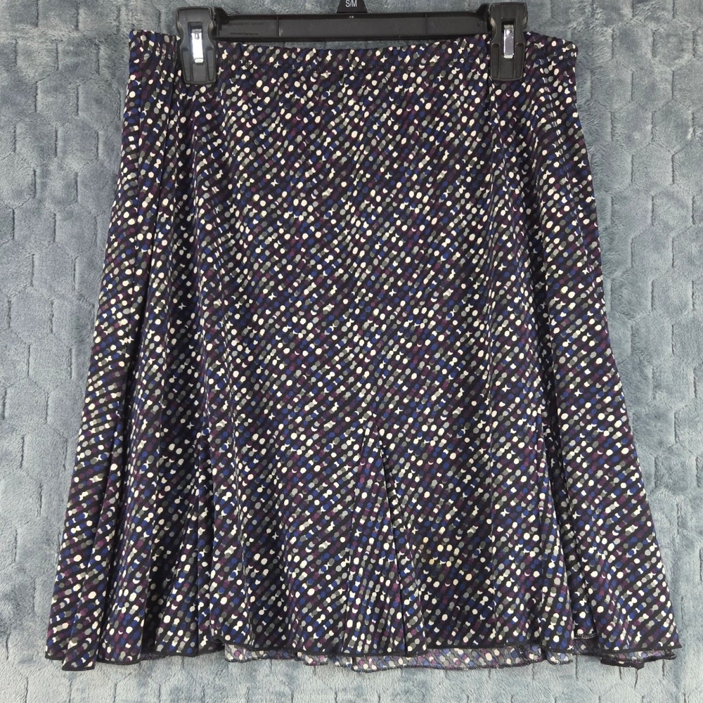 Briggs New York Petite Purple Dot A-Line Skirt Elastic Waist L/P BR13624441